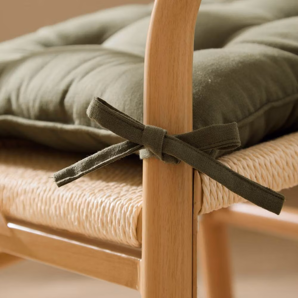 Riva Home 2-Pack Cotton Square Seat Pads in Beige and Green, W/D/H: 40 x 40 x 40 cm – 2