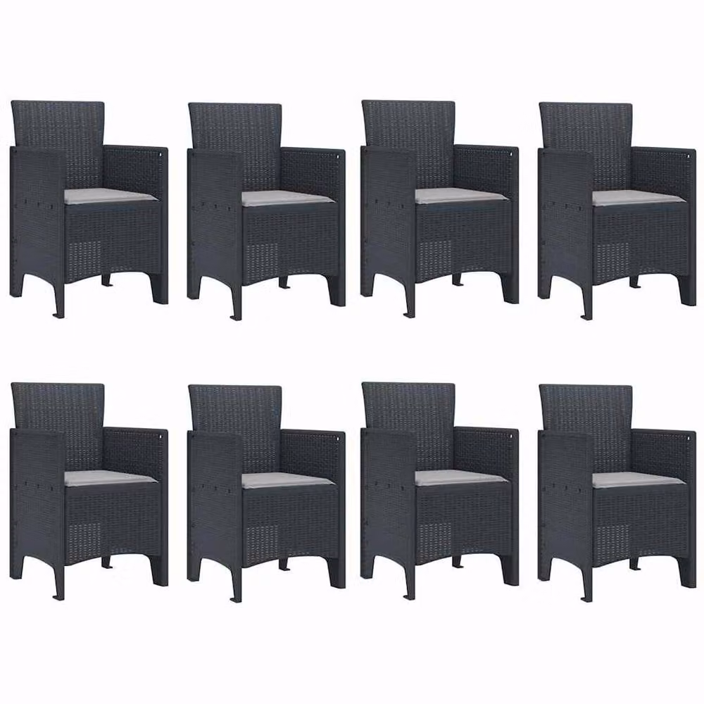 Berkfield Home 9 Piece Anthracite Poly Rattan Garden Dining Set with Black Cushions – 3