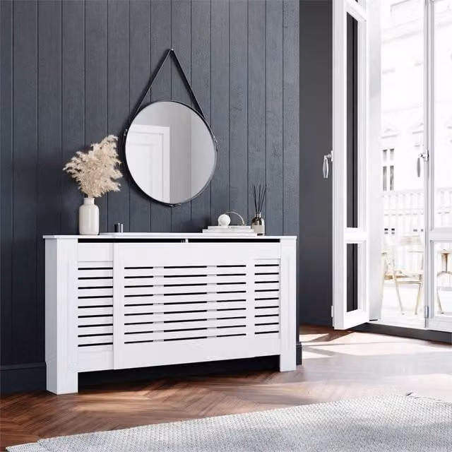 FORGEVIO Classic White Lacquered Wood Cabinet with Adjustable Internal Shelves – 1