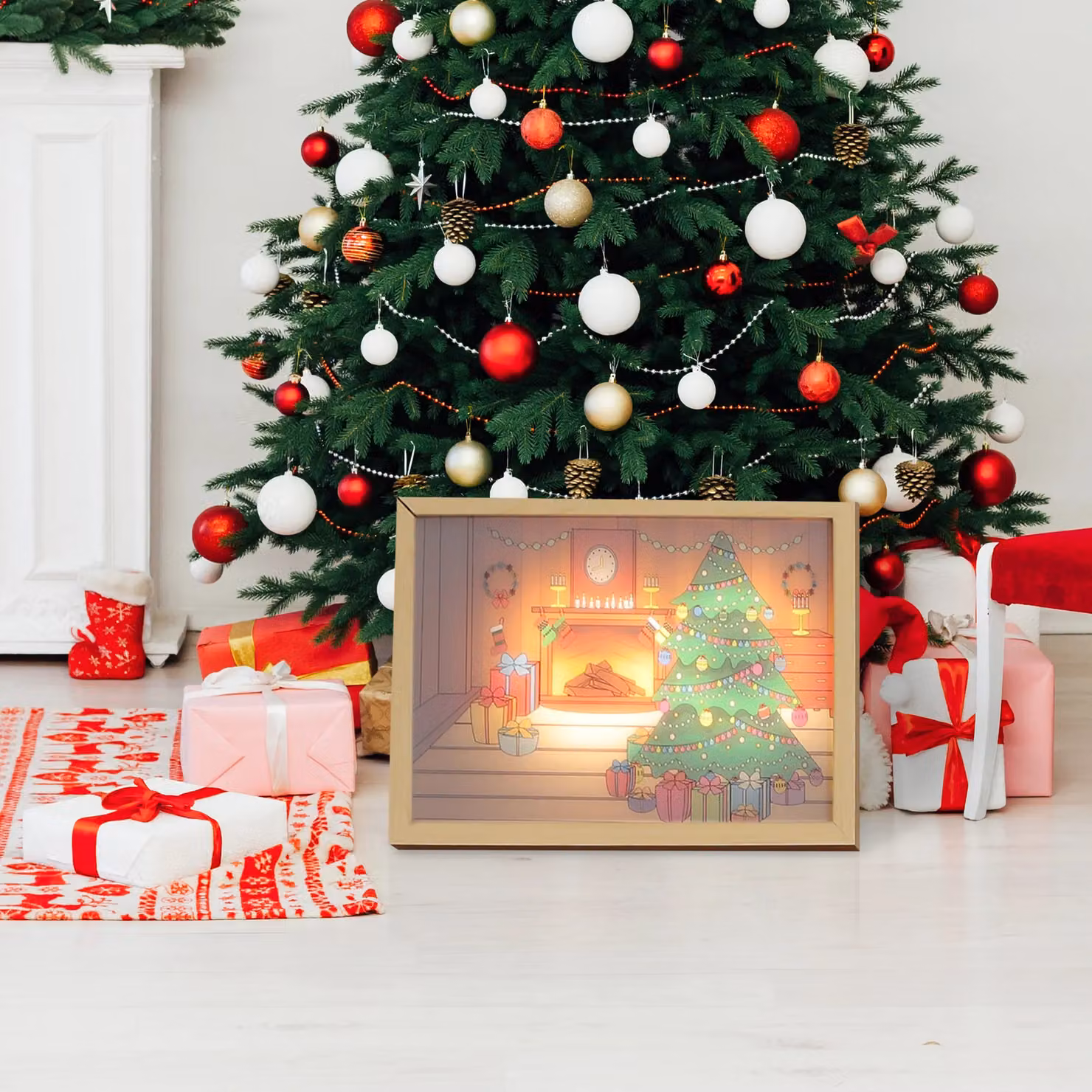 Alivio Brown Christmas Wall Decoration Frame with Warm Lights – 2