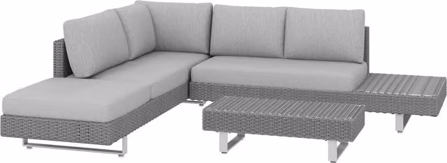 Outsunny 5-Seater L-Shape Rattan Wicker Sofa Set with Coffee Table and Cushions in Light Grey