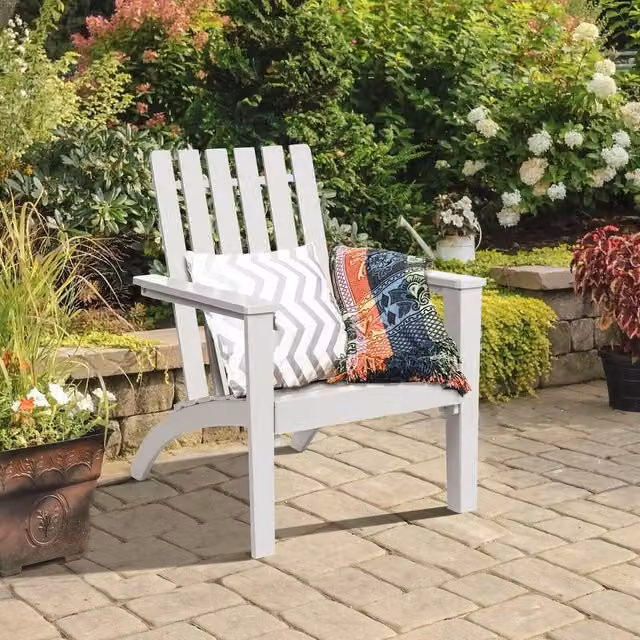KORVIXA Modern White Solid Acacia Wood Patio Chair