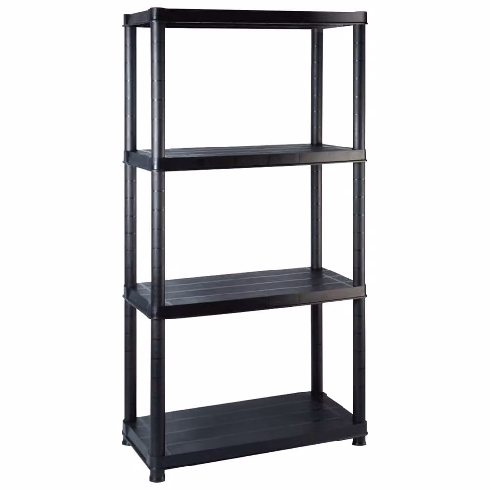 Berkfield Home 4-Tier Black Plastic Storage Shelf, W/D/H: 244 x 30.5 x 130 cm – 1