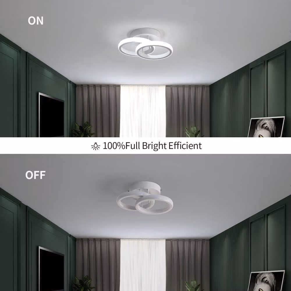 Pheashine 22W Dual-Ring LED Ceiling Light in White, 6500K Cool White, 17 cm – 2