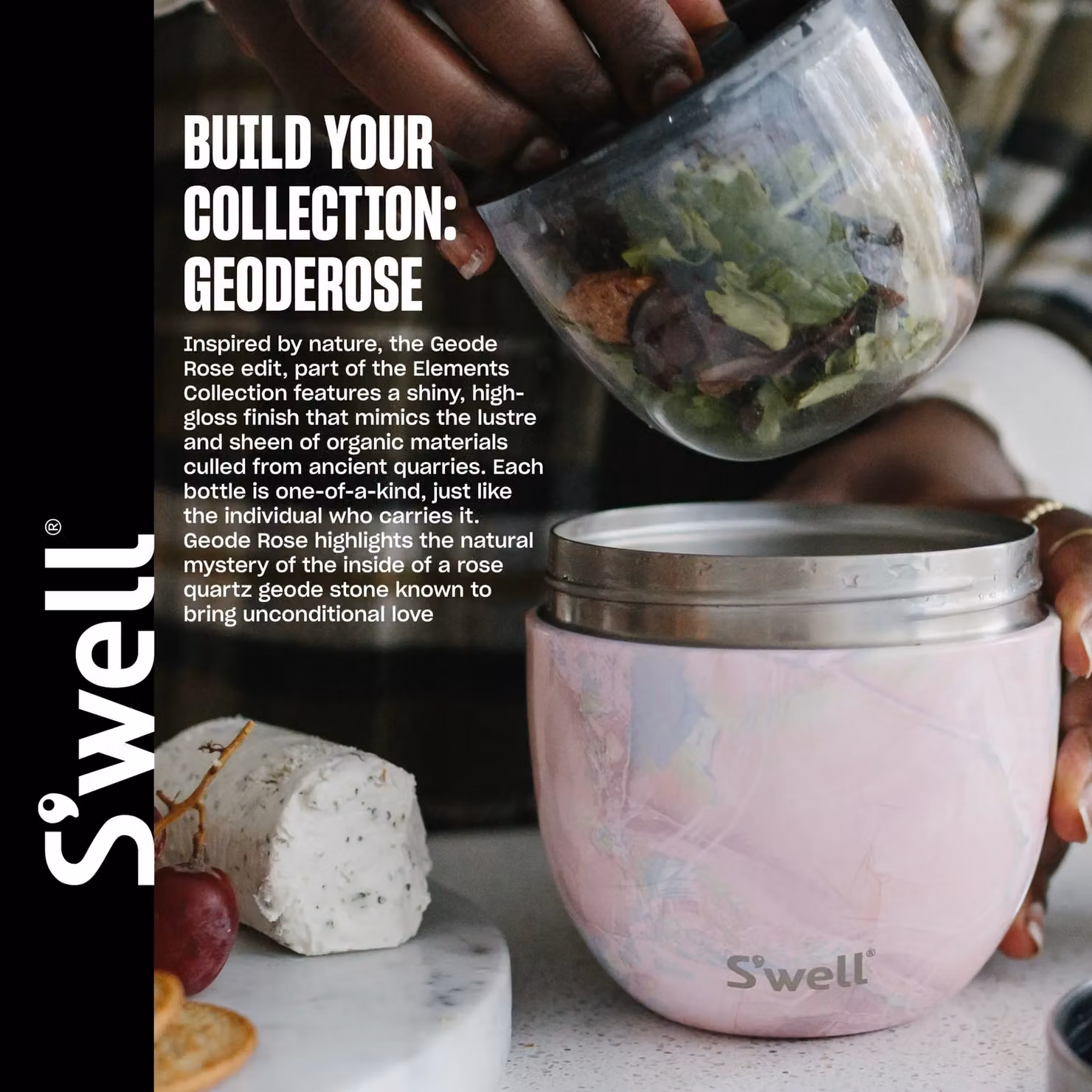 S'well Geode Rose Salad Bowl Kit, Pink, 1.9 l – 5