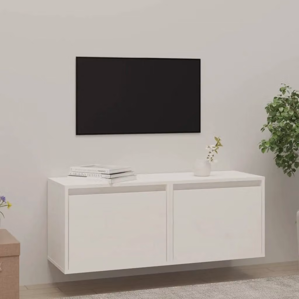 Berkfield Home Set of 2 White Lacquered Solid Pinewood Wall Cabinets, W/D/H: 45 x 30 x 35 cm – 1