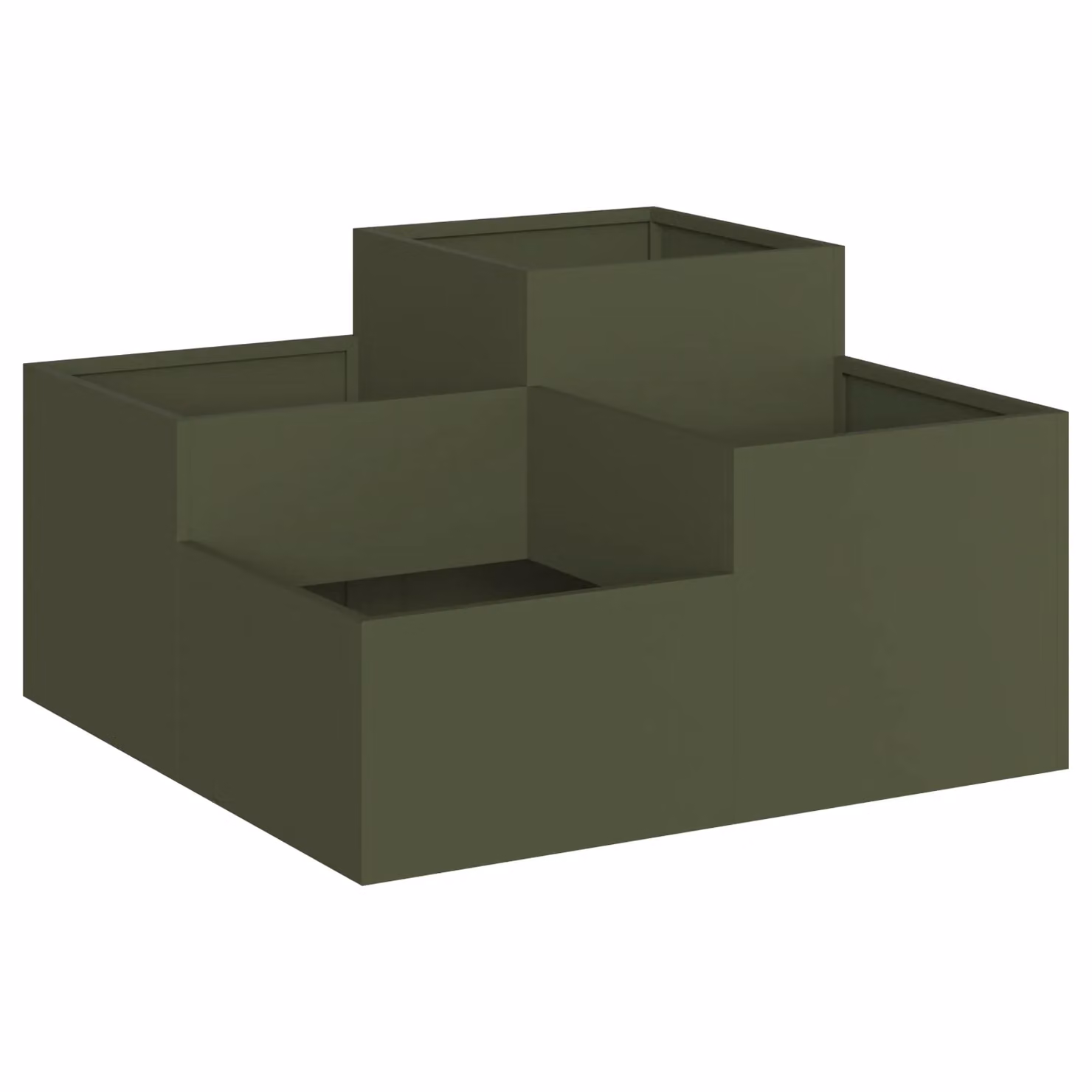 Berkfield Home Garden Steel Planter in Green, W/D/H: 80 x 80 x 48 cm – 2