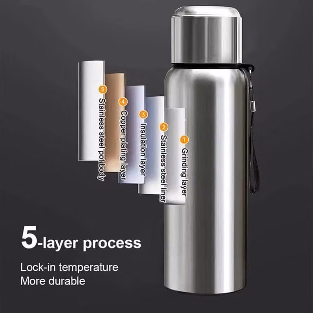 SPETLEK Silver Stainless Steel Vacuum Insulated Bottle, 800 ml