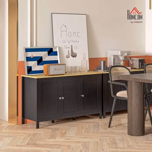 HOMCOM Modern Black Sideboard Buffet Storage Cabinet W/D/H: 120 x 40 x 70 cm – 2