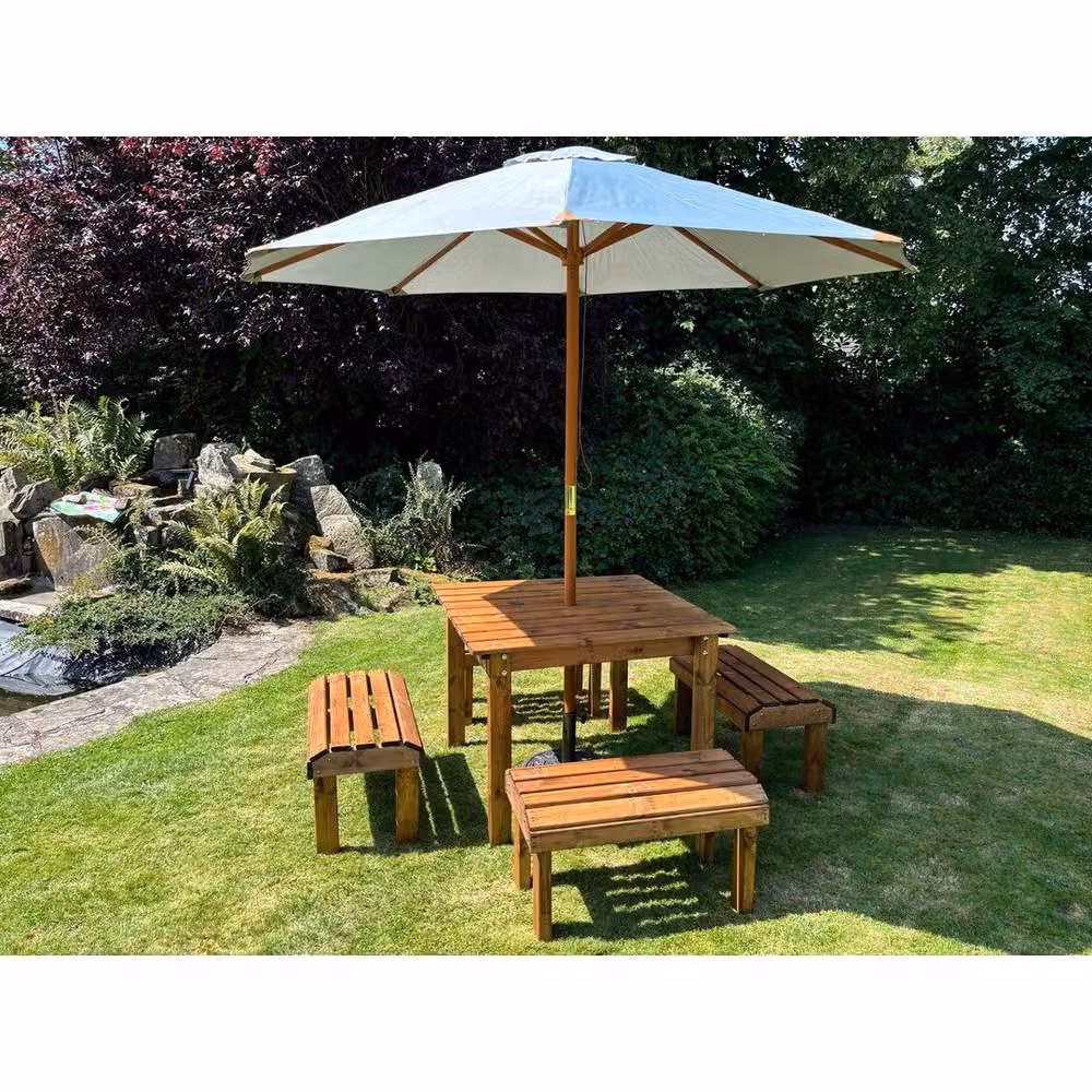 Charles Taylor Four Seater Garden Furniture Table Set in Brown and Grey Treated Hardwood, W: 170 cm, D: 170 cm, H: 80 cm – 3