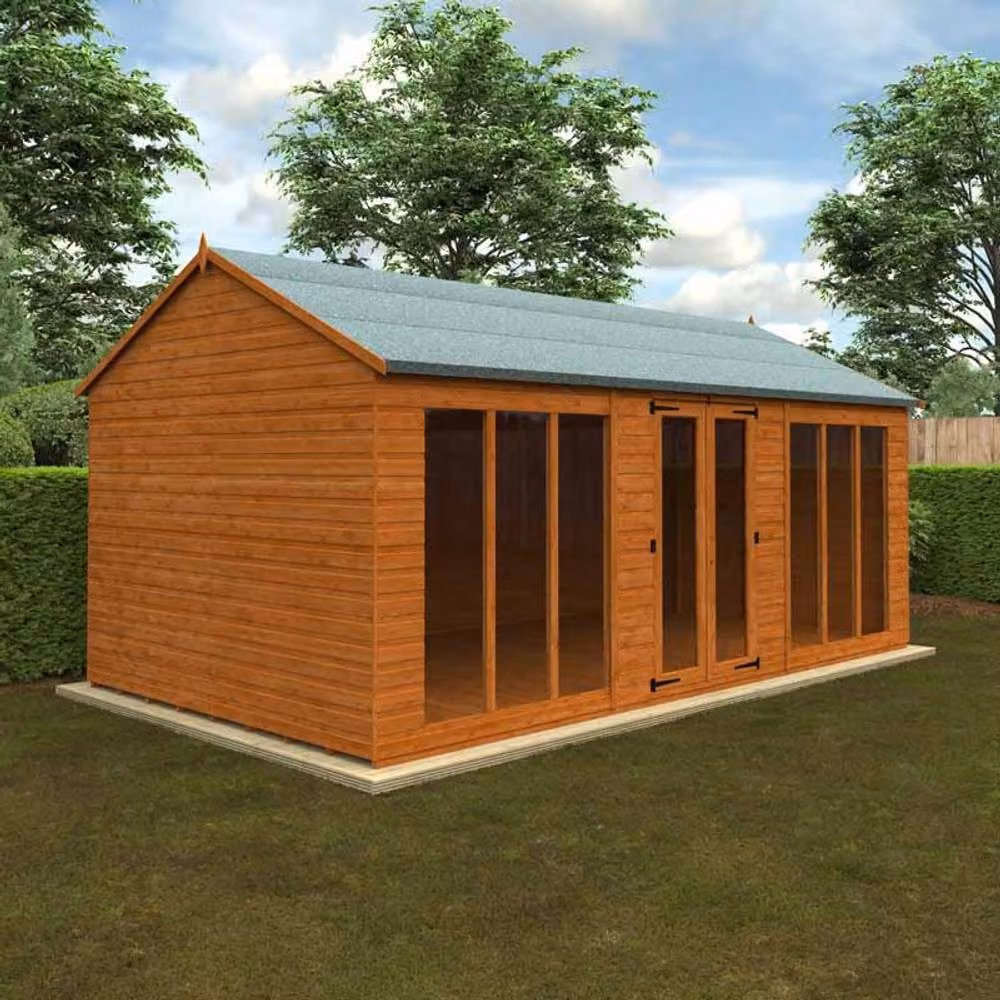 Buttercup Farm Workman Apex 12mm Full Pane Wooden Shed in Burnt Orange – 2