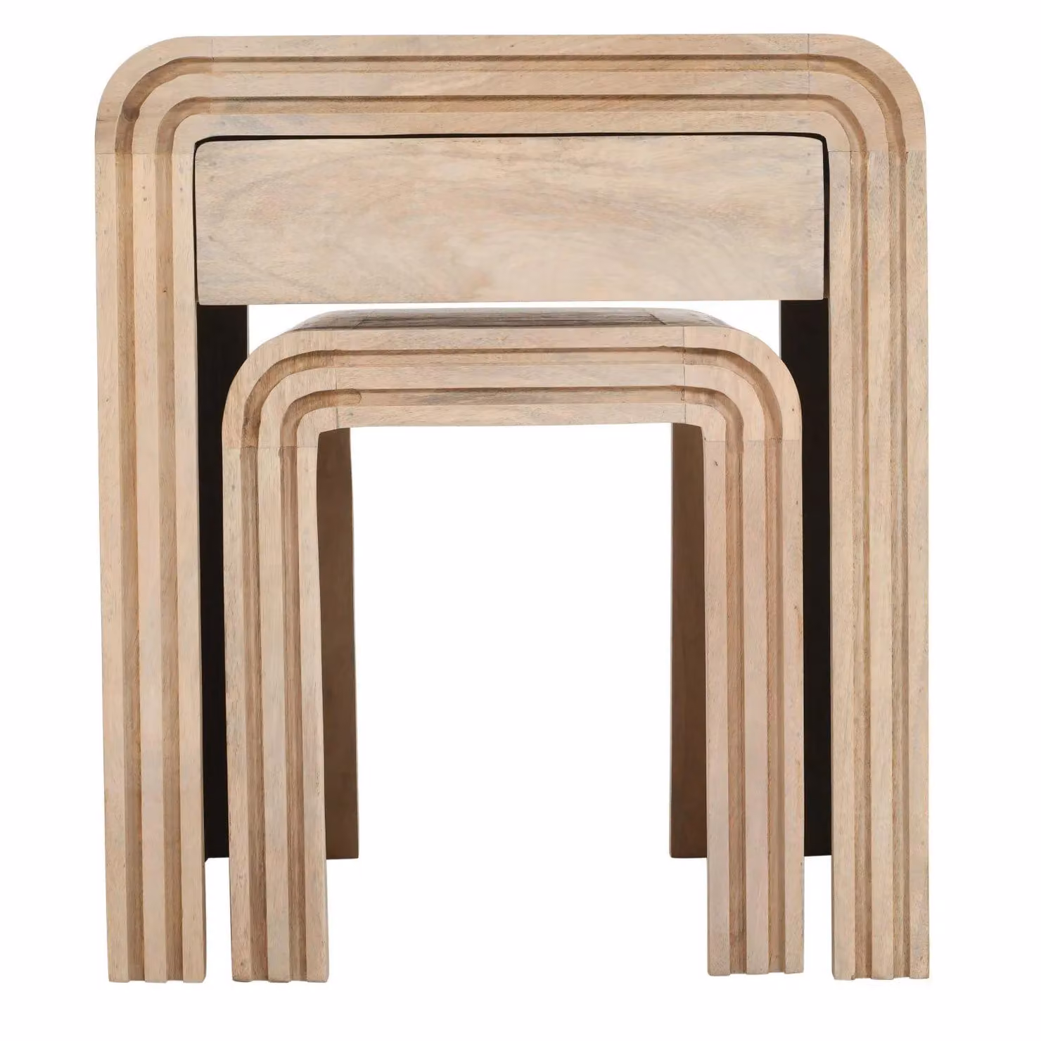 IH Design Paloma Mango Wood Nest of 2 Tables with Drawer in Light Brown – 2