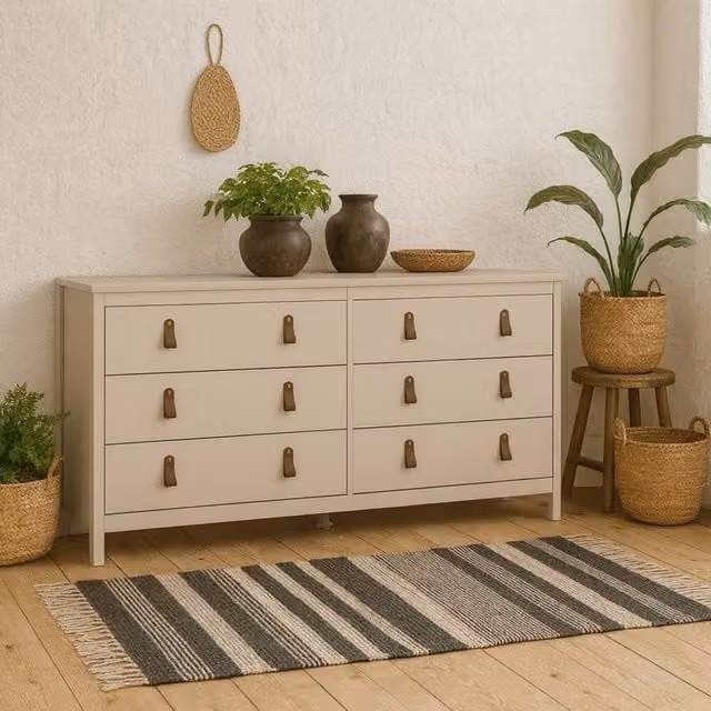Wyld Haus Cashmere 8 Drawer Wooden Double Dresser in Beige