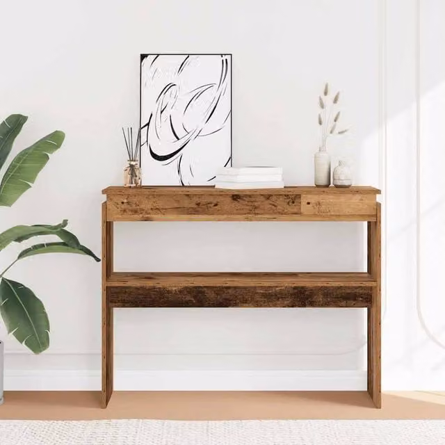Berkfield Home Decorative Console Table in Brown Old Wood, W/D/H: 80 x 30 x 102 cm – 1