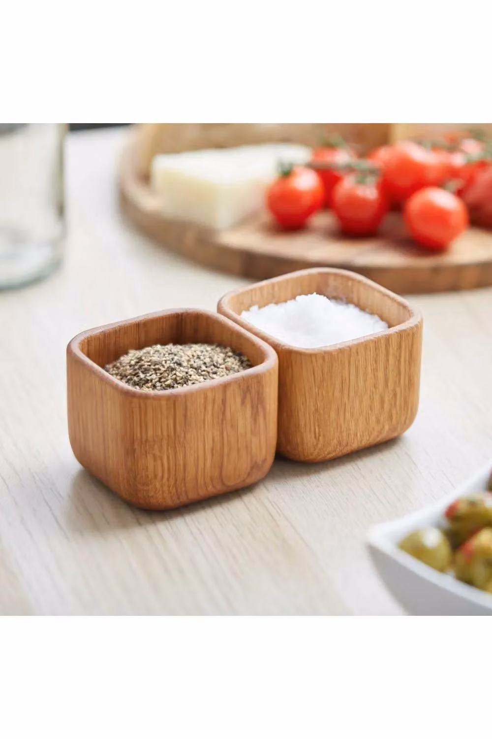 MijMoj Design Salt and Pepper Pinch Pot Set in Brown Solid Wood – 2