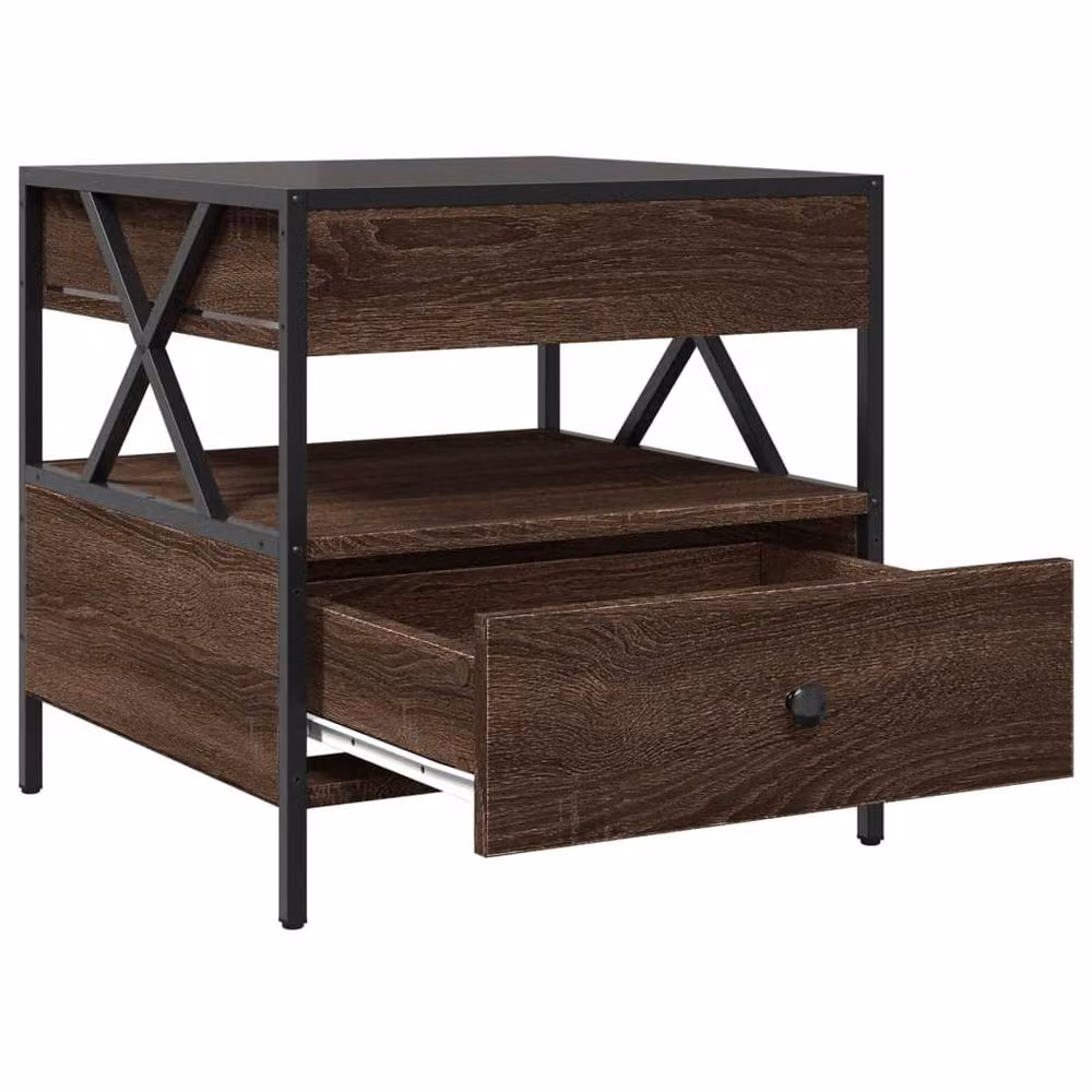 Berkfield Home Infinity LED Coffee Table in Brown Oak, W/D/H: 50 x 50 x 51 cm – 3