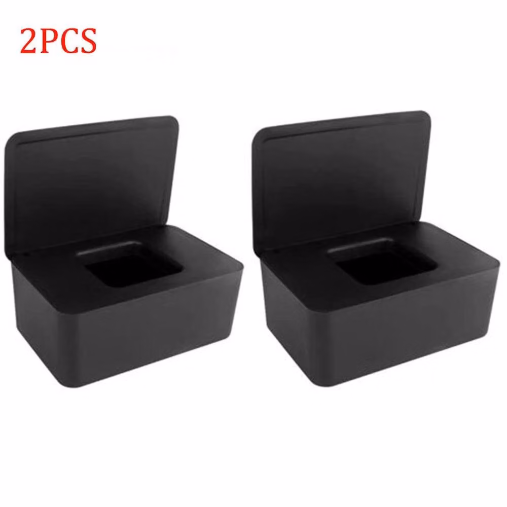 SPETLEK Black Plastic Wet Wipes Dispenser Box, 2-Piece Set – 2