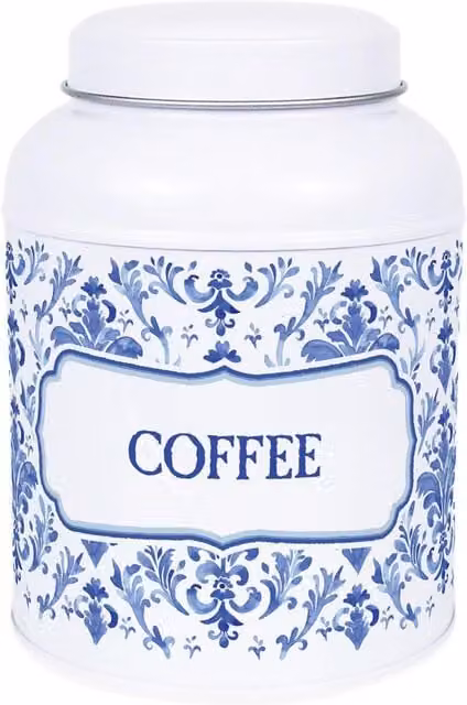 Purely Home Oriental Ink Hot Chocolate Canister Metal Kitchen Storage Tin in Blue and White