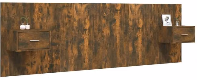 Berkfield Home Classic Bed Headboard with Integrated Nightstand Cabinets in Smoked Oak Brown, W/D/H: 160 x 32.5 x 80 cm – 1