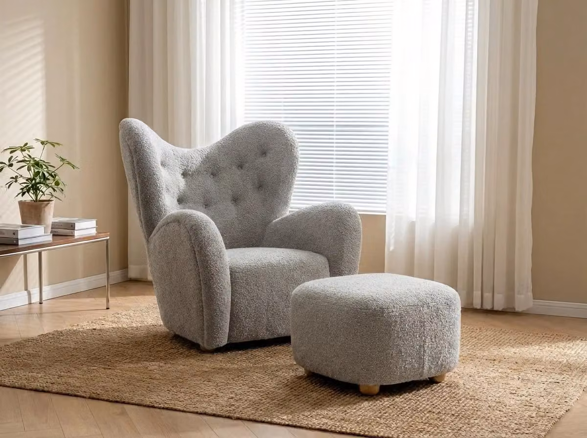 Araco Atelier Teddy Armchair in Grey Bouclé