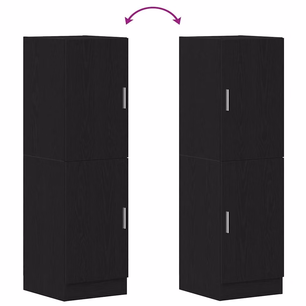 Berkfield Home Modern Black Kitchen Cabinet with Hinged Doors and Internal Shelves, W/D/H: 38 x 41.5 x 131.5 cm – 4