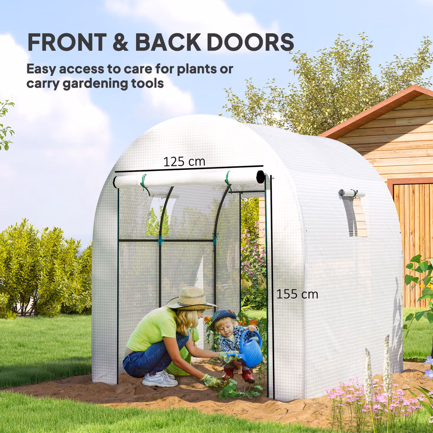 Outsunny White Walk-In Polytunnel Greenhouse with Roller Window – 4