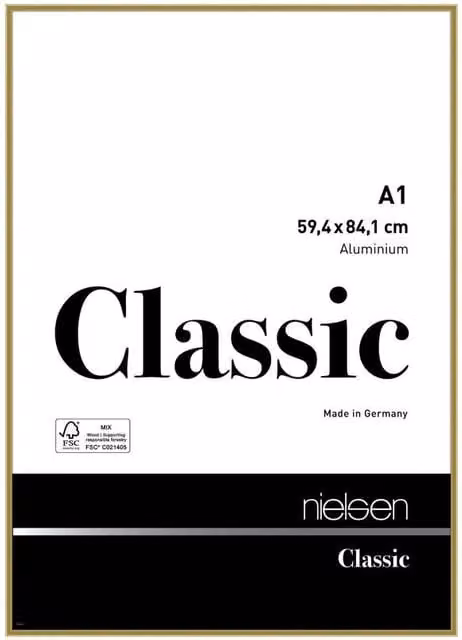 Nielsen Design Classic A1 Single Picture Frame in Gold with Glass and Metal Front, W: 59.4 cm, H: 84.1 cm – 1