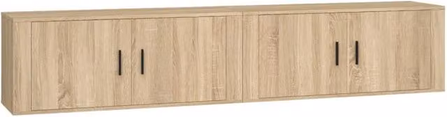 Berkfield Home Wall-mounted TV Cabinets, 2 Piece Set in Sonoma Oak Brown, W: 100 cm, D: 34.5 cm, H: 40 cm – 1