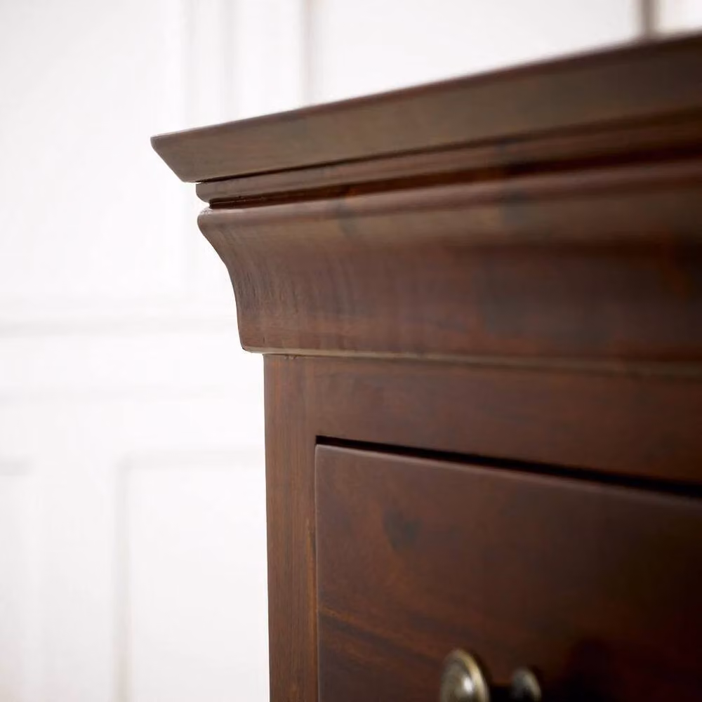 FORGEVIO Large Wide French Hardwood Chest of Drawers in Dark Brown – 2