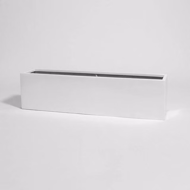 Primrose Garden White Gloss Polystone Low Trough Planter W: 120 cm, D: 30 cm, H: 25 cm