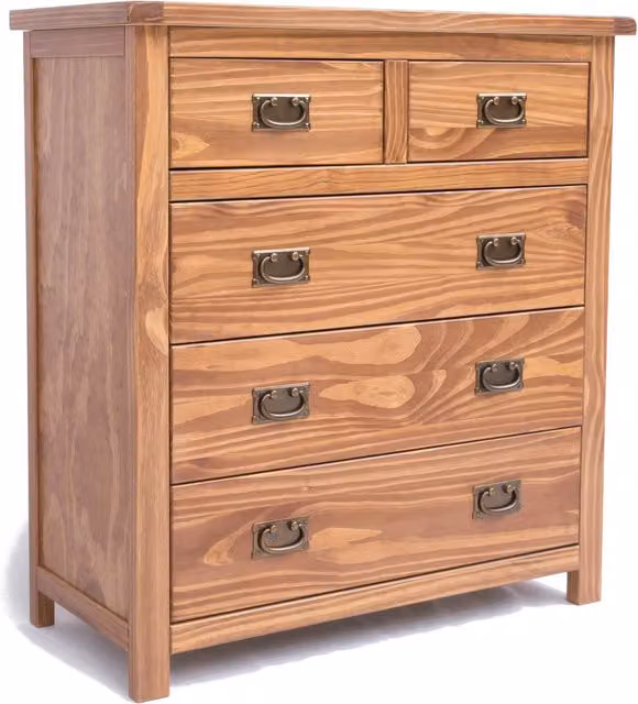 Padua 2 Over 3 Chest of Drawers by Cabinet Bits in Brown with Antique Brass Handles