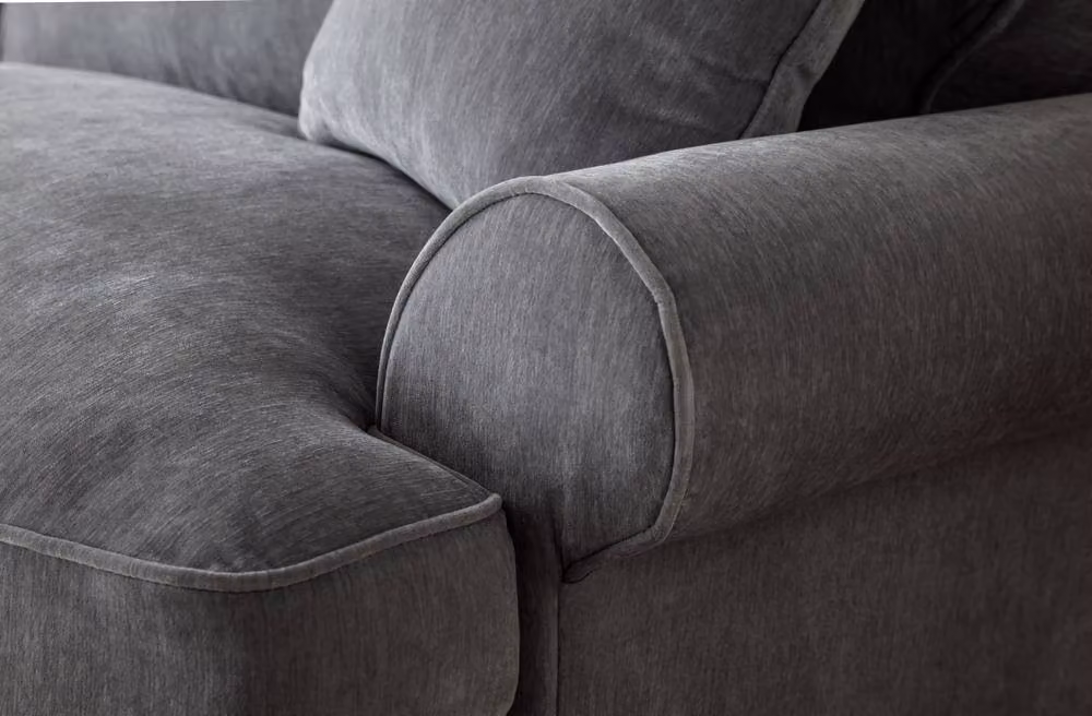 The Great Sofa Company Ezra Left Hand Velvet Corner Sofa in Charcoal Grey with Scroll Arms – 3