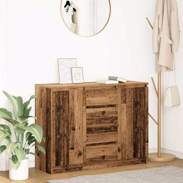 Berkfield Home Rustic Sideboard with Drawers in Brown, W/D/H: 100.5 x 35 x 76 cm – 1