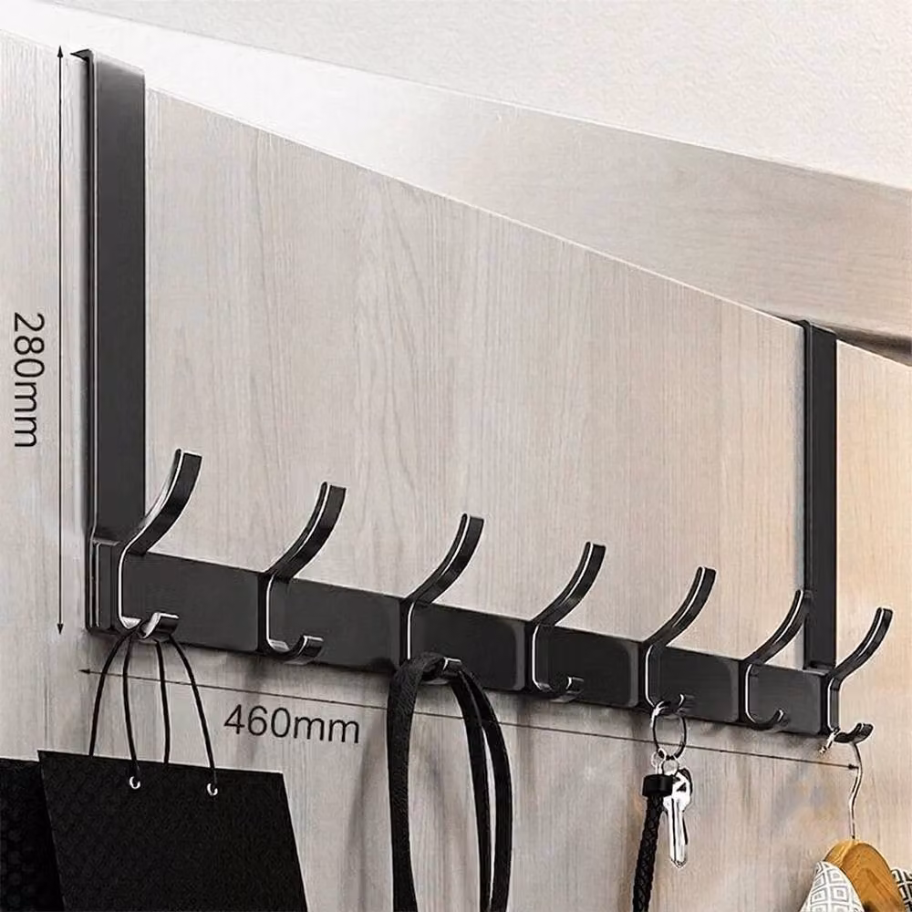 PAWNORA Black Metal Door Hanger with 14 Hooks for Clothes – 2