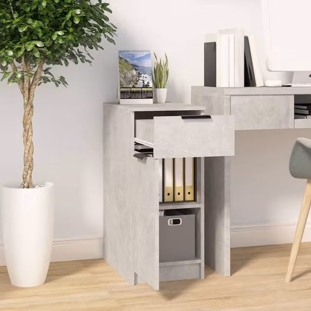 Berkfield Home Decorative Desk Cabinet in Concrete Grey, W/D/H: 33.5 x 50 x 75 cm