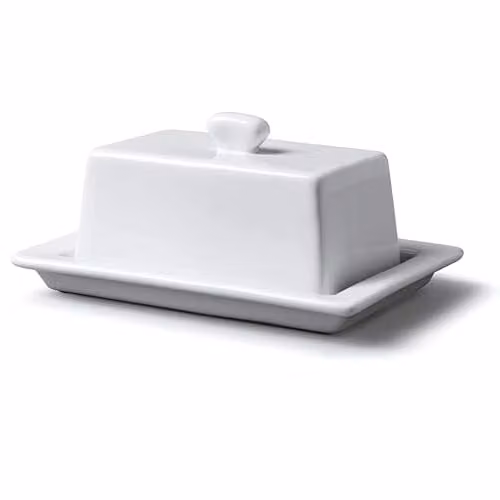 WM Bartleet & Sons Traditional Porcelain Butter Dish with Lid, White, W: 12.5 cm, D: 17.3 cm, H: 9 cm – 1