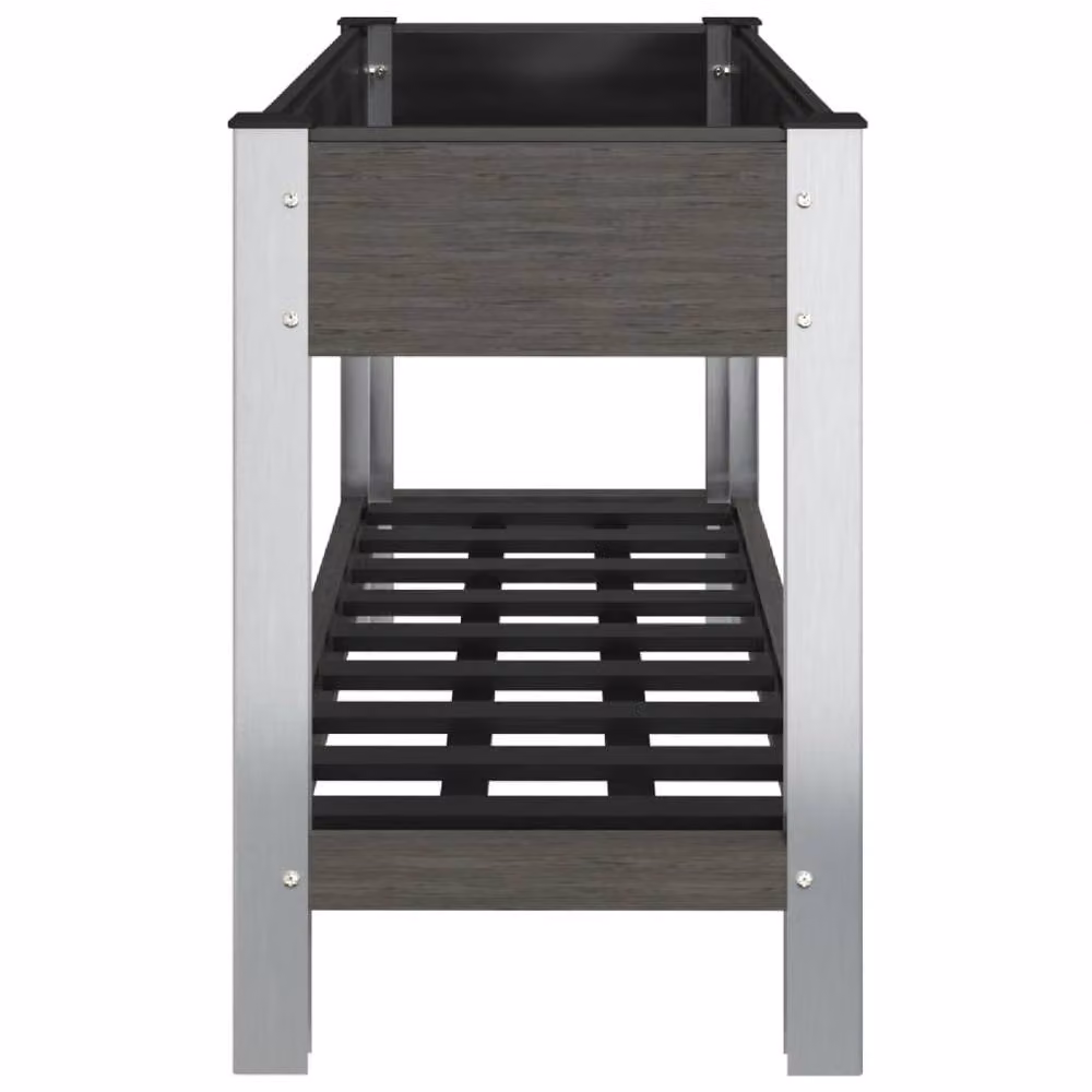 Berkfield Home Garden Grey WPC Raised Bed with Shelf, W/D/H: 100 x 50 x 75 cm – 3