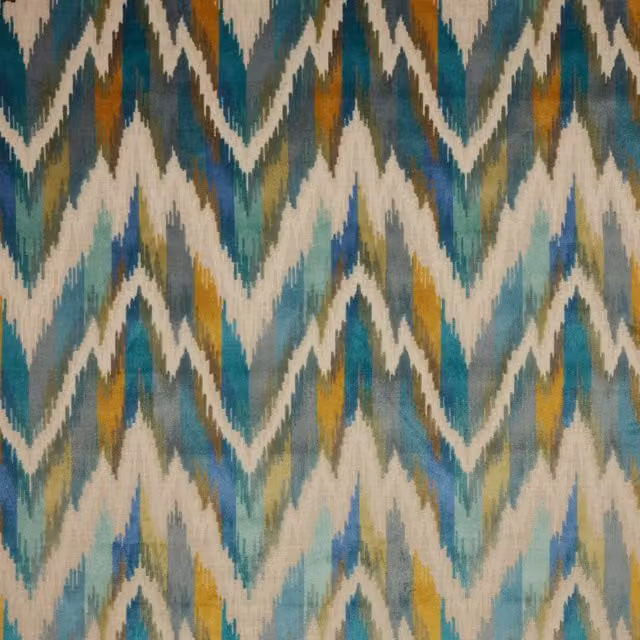 iLiv Omega Flame Retardant Velvet Upholstery Fabric in Neptune Blue and Multicolour