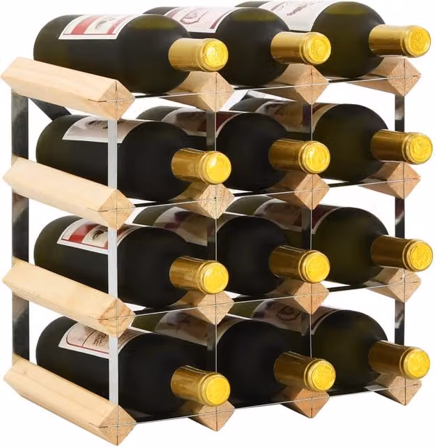 Berkfield Home Rustic Solid Pinewood Wine Rack for 12 Bottles in Beige
