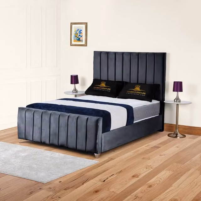 UK Bed Furniture Lisburn Gas Lift Ottoman Storage Upholstered Bed in Grey, Size: Small Double (120 x 200 cm)