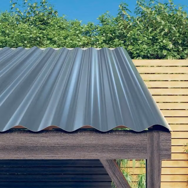 Berkfield Home 36-piece Corrugated Steel Roof Panels in Grey, W: 80 cm, H: 36 cm