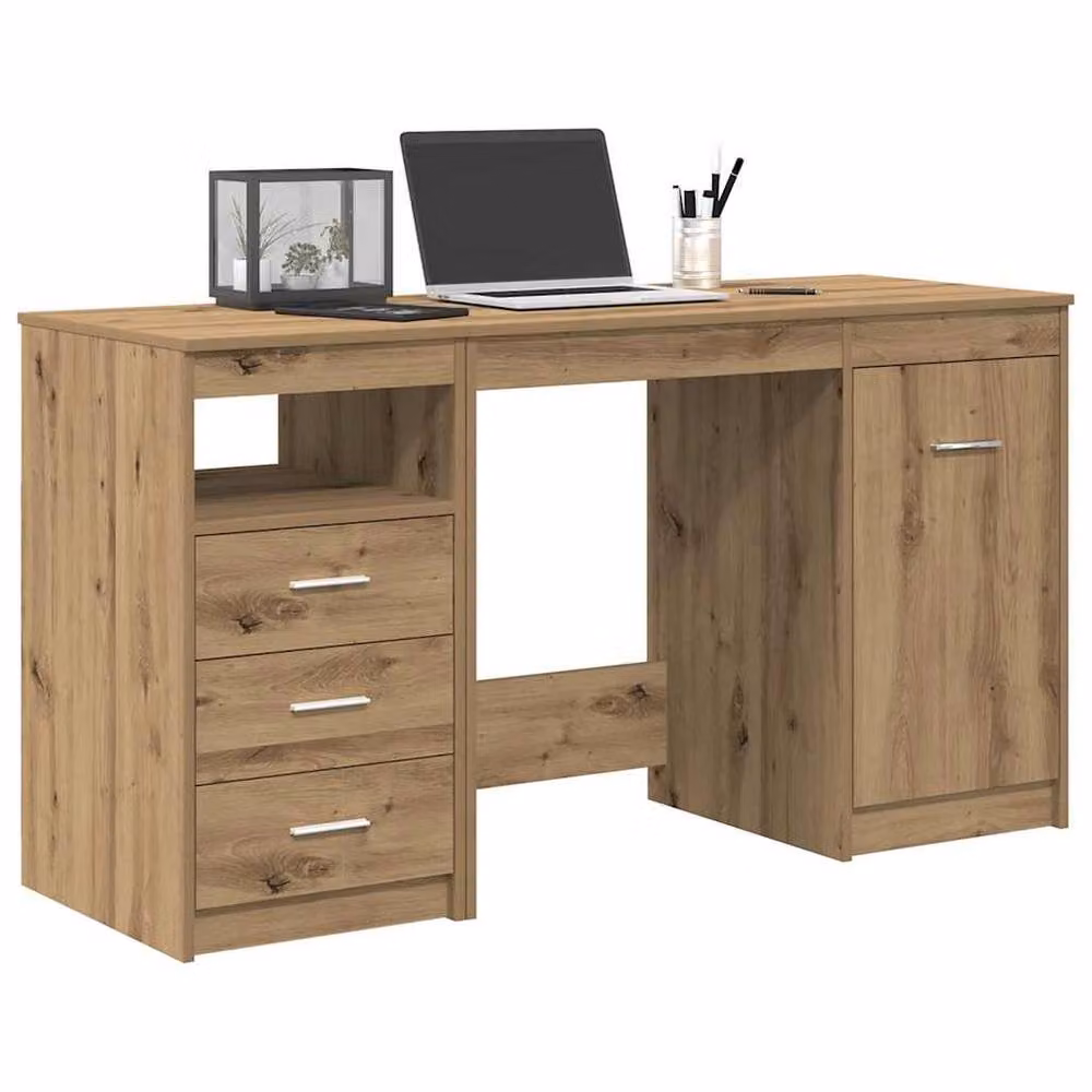 Berkfield Home Elegant Writing Desk with Cabinet in Artisan Oak Brown, W/D/H: 100 x 50 x 76 cm – 2