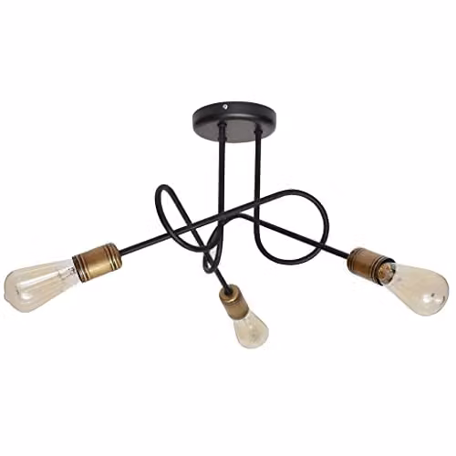 Netlighting Oxford Multi Arm Semi Flush Ceiling Light in Black, Diameter: 50 cm