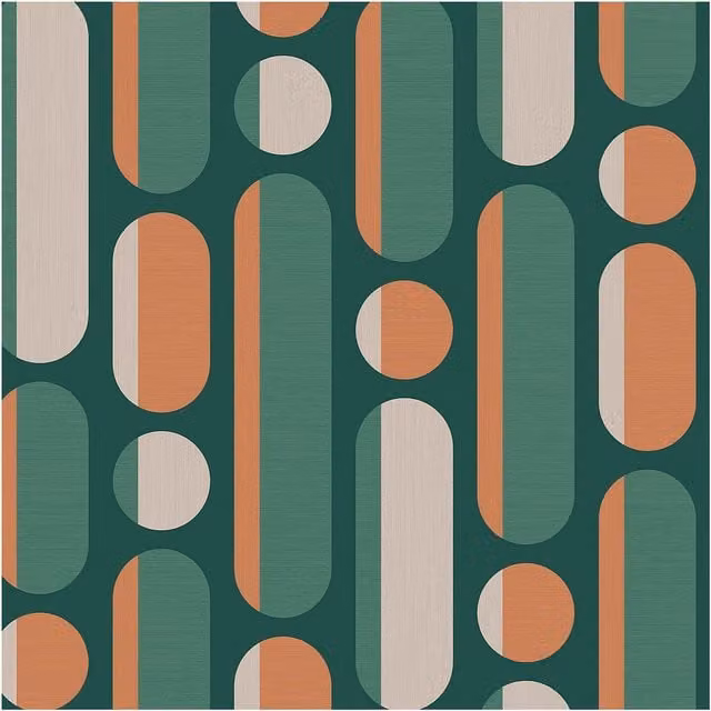 Envy Morse Bottle Tangegreen Rust and Green Geometric Abstract Retro Wallpaper, Width: 52 cm, Length: 1000 cm