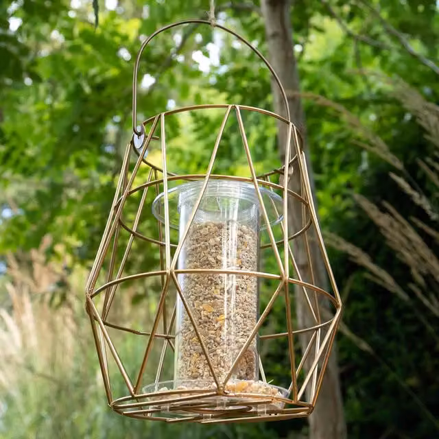 Gardman Aura Small Bird Feeder in Brown and Gold
