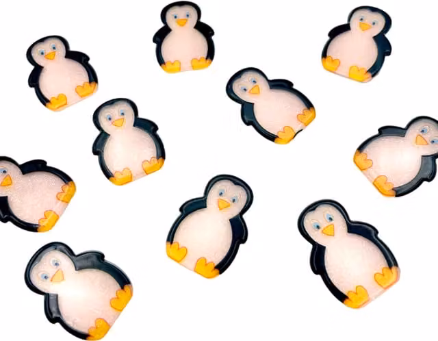 Syntego Pack of 10 Multicolour Resin Penguin Embellishments