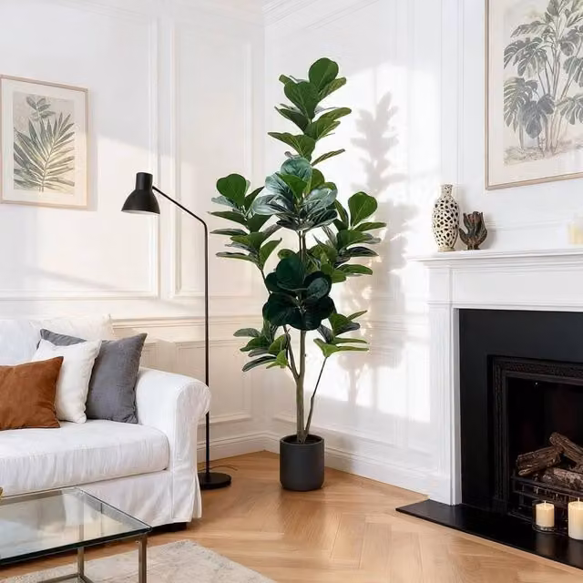 VOGREX Artificial Ficus Fig Tree with Planter Pot, Green, Height: 150 cm – 1