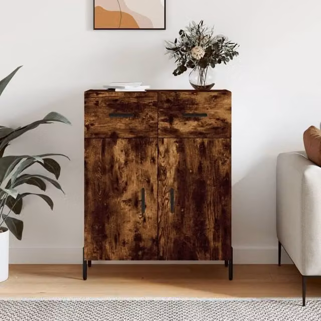 Berkfield Home Modern Smoked Oak Sideboard in Brown, W: 69.5 cm, D: 34 cm, H: 90 cm – 1