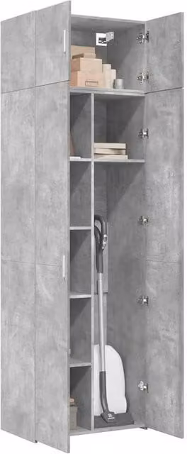 Berkfield Home Storage Cabinet in Concrete Grey, W/D/H: 70 x 42.5 x 225 cm