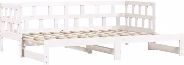 Berkfield Home Beautiful Daybed with Trundle in White Solid Pine Wood, W/D/H: 200 x 80 x 68.5 cm